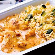 Poulet sauce curry coco pâtes 1 part